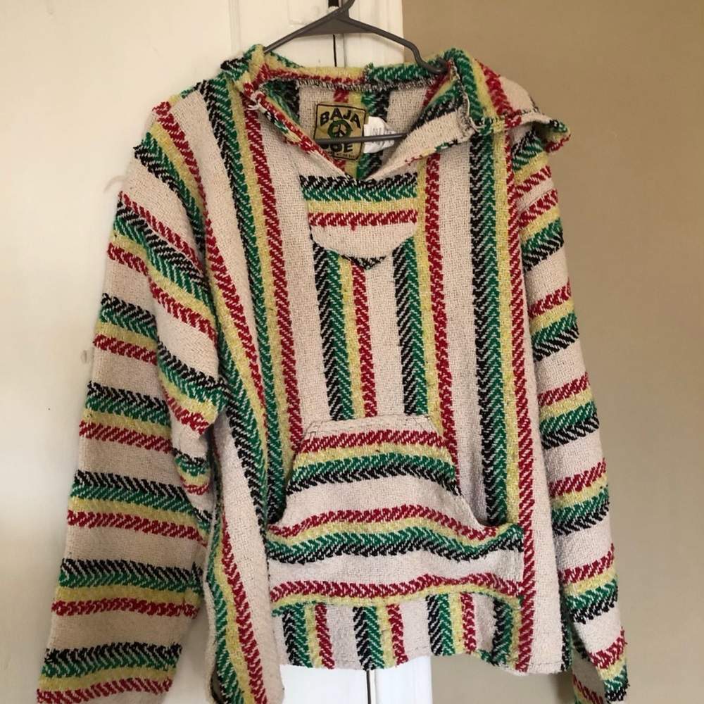 Baja joe pullover red green and yellow baja hoodie